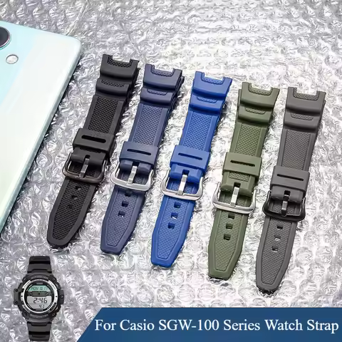 Resin Watch Accessories 24mm for Casio SGW-100/200 PRG-110 Series Black White Blue Orange Red Concav