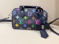 LV Speedy Nano 彩色塗鴉 Monogram 手袋黑三彩