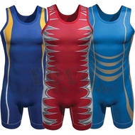 ชุดกีฬา Wrestling Singlet Bodysuit Leotard Outfit Underwear GYM Slee สำหรับผู้ชาย คอกลม ซิป แขนสั้น 