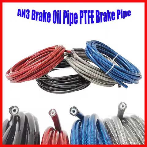 AN3 1M~10M Motorcycle Braided Stainless Steel Nylon Brake Pipe Line Hose Brake Line Gas Oil Fuel Tub