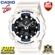 Original G-Shock GA100 Men Sport Watch Japan Quartz Movement Dual Time Display 200M Water Resistant Shockproof and Waterproof World Time LED Auto Light Sports Wrist Watches with 4 Years Warranty GA-100B-7A (Free Shipping Ready Stock)