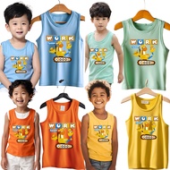 3PCS Colored Sando Top w/ TEAM WORK Print Cotton 5 Colors, Infant Baby Kids Boys 6mos-12 Yrs Old