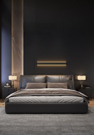 Homie เตียงนอน fabric bed Bedroom pu Furniture เตียงติดพื้น 1.5m 1.8m HM2016