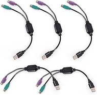 5pcs PS/2 to USB Adapter, 11.34 Inch/28.8cm Length Dual PS/2 Keyboard & Mouse to USB Converter Adapt