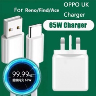 OPPO VOOC &amp; SUPERVOOC 2.0 65W Flash UK Charger Adapter Vooc TYPE-C CHARGER SET&amp;VOOC &amp; SUPERVOOC Type C Cable Compatible For OPPO