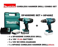 MAKITA 18V(G-Battery) DF488DWE CORDLESS DRILL / HP488DWE CORDLESS HAMMER DRILL / COMBO SET (DF488DWE + HP488Z)