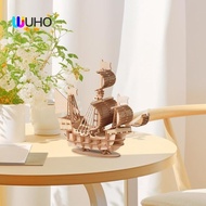 [WUHO] Puzzle Toy Wooden 3D Sailboat Puzzle Imagination Matching Shape Toy Puzzle Puzzle Handcrafts for Garden Birthday Study