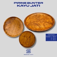 Premium Teak Wood Bunter Plate | For Snacks | Food | Classic Kitchen Aesthetic | Kitchenware