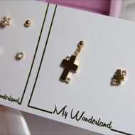 白金 十字架 耳環