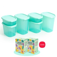 Tupperware One Touch Fresh Oval Set Turquoise with box 6pcs