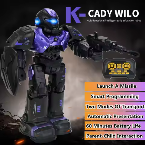 Smart Program Radio Control Robot 2.4G 60Min Launch Missile Auto Presentation Parent-Child Interacti