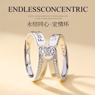 0826 Pure Silver 9999 Ring Couple Ring Can Engrave A Pair Simple Open Wedding Ring Valentine's Day G