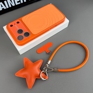 for iPhone 13 14 15 16 17 pro max  Star hanging rope I Large Window I With Ai Button I Water ripple 