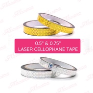 0.5'' & 0.75'' Pita Selofan Emas & Perak / Laser Metallic Gold & Silver Cellophane Tape Foil Tape Bi