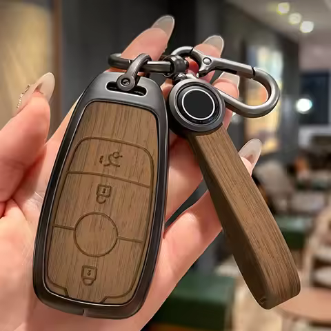 Alloy Wood Grain Pattern Car Key Cover for Mercedes Benz A C E S G Class GLC CLE CLA GLB GLK GLS W20