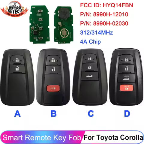 KEYECU 231451-2000 HYQ14FBN For Toyota Corolla 4A Chip 312/314MHz For Brazil 2019 2020 2021 2022 Rem