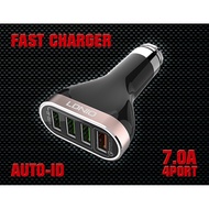 LDNIO C701Q 6.6A Charge 2.0 Technology Intelligent Smart 4 USB Car Charger Fast