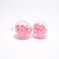 A Handmade 粉紅水晶玻璃球耳環