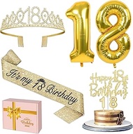 18th Birthday Girl Decoration, 18th Birthday Crown and Sash, Cake Decoration Birthday and Candles, B
