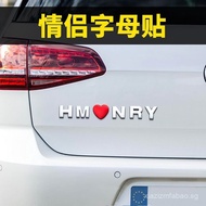 Hot-selling Couple Personality Creative Heart Car Tail Sticker3d Three-dimensional Metal English Let