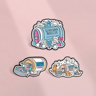 Serotonin Booster Enamel Brooch Cute Cat and Puppy Book Badge Happy Hormone Pill Backpack Pin Access