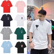 Ami Paris Short Sleeve T-shirts With Embroidered Letter