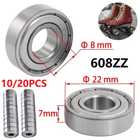 10Pcs 608ZZ Skateboard Ball Bearings Single Row Miniature Bearing 8x22x7mm Ball Bearings for Skatebo