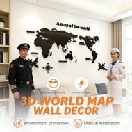 Acrylic 3D World Map Wall Sticker Crystal Decoration Office Map Sticker