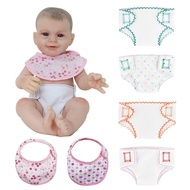 4 Pcs Doll Diapers Doll Underwear and 2 Pcs Doll Bibs for 14-18 inch Baby Doll, Reborn Baby Dolls, R