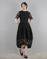 Caramel Studio - Patima Dress  เดรสลูกไม้สีดำ ตาข่ายลายดอก