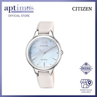 [Aptimos] Citizen Eco-Drive EM0550-16N Mother of pearl Dial Women White Leather Strap Watch