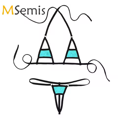 Women's Swimsuits Micro Bikini Swimwear Mini Bikini Top with G-String Thong Underwear Set Lingerie H