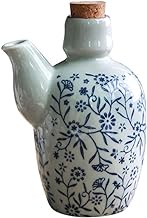 Leadigol Japanese Style Ceramics Olive Bottle,Ceramic Oil Soy Sauce Dispenser,Blue and White Porcelain Oil Dispenser,Japanese Soy Pot Condiment Storage Vinegar Dispenser
