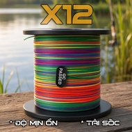 7-Color Wax Coated Fishing Parachute Line X12 - PE Fishing Line X12 Roll 300M Green Fishing Line 3 T