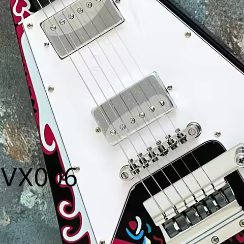 Black electrophonic Flying V Jimi Hendrix hydroprint, alabaster speck inlay