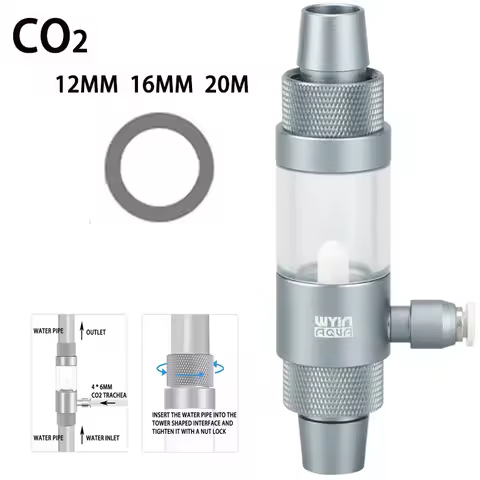 Fish Tank CO2 Diffuser Aluminum Alloy Quick Insertion Interface CO2 Nebulizer 12-16-20mm Aquarium Ex