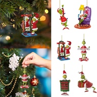 6PCS Grinch Christmas Tree Decorations Hanging Acrylic 2D Ornament Pendant Party