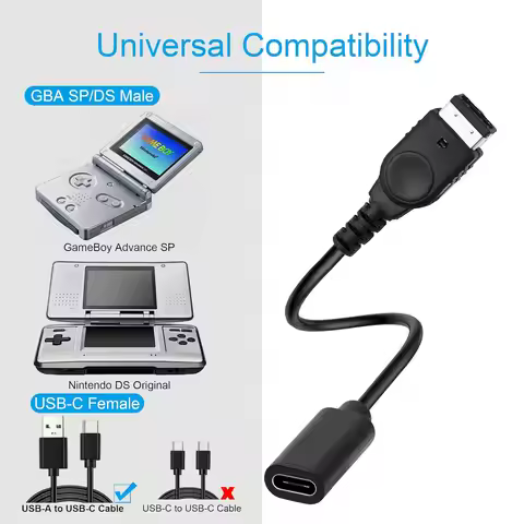 USB-C for Gameboy Advance SP Charger, USB Type C Adapter for Nintendo DS and Game Boy Advance GBA SP
