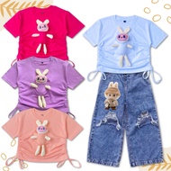 GIRLS' LONG CROPTOP JEANS & T-SHIRT SET kids outfit girl girl kids outfit