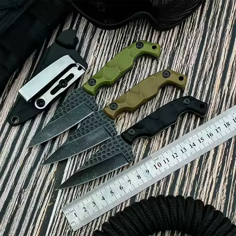 3 Different Types of Fixed Blade Knife with Sheath 8Cr13Mov Blade Nylon Fiber Handle Durable Outdoor