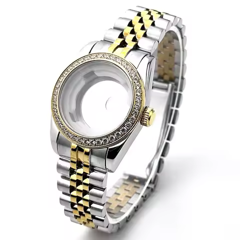 31mm Diamond-set Watch Case Jubilee Bracelet Fit 24.5mm Dial For Seiko Lady-Datejust NH05 NH06 Movem