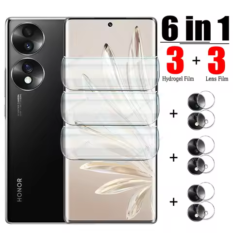6in1 Full Cover Hydrogel Film For Honor 90 70 200 Smart 50 Lite 80 60 SE 100 Pro Lens Screen Protect