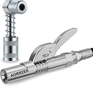AORRZER 90 Degree Grease Gun Coupler Adapter &amp; Grease Gun Coupler, Grease Gun Tips Locking,Suitable for Grease Fittings in Tight Spaces,Compatible with All Grease Guns 1/8" NPT Grease Gun Fittings