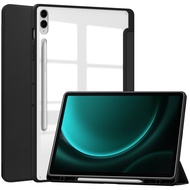 เคสฝาพับ หลังใส ซัมซุง แท็ป เอส9เอฟอี พลัส (2023)  Case Acrylic 3-Folding Smart Leather Tablet For Samsung Galaxy Tab S9 FE+ (2023) SM-X616 (12.4)
