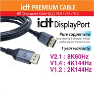 IDT DP 2.0 /1.4 /1.2 Cable Displayport to Displayport Cable Display Port Cable Support 8K60Hz /4K120