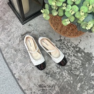Shoe Story รองเท้าส้นบล็อก : รุ่น Mary Jane Tweed Mid Heels