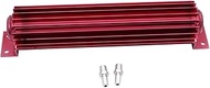 1 Set SHLPDFM Red Aluminum Universal 12" Dual Pass Finned Transmission Oil Cooler with two 1/4" NPT 