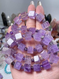 天然紫水晶方糖手链10mm Natural/ Genuine Amethyst Cube Bead Bracelet 10mm