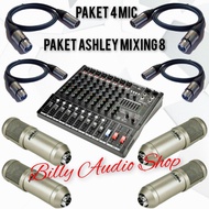 Paket Podcast Ashley 4 Mic Studio Voice Mixer 8 Channel Ashley
