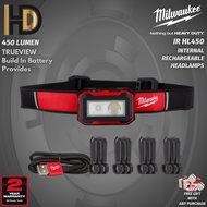 Milwaukee IR HL450 Internal Rechargeable Headlamp 450 Lumen / Headlamp / Lampu Kepala / 2 Year Warra